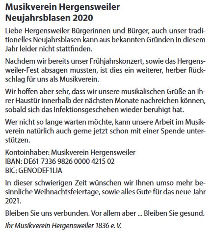 Infos zum Neujahrsblasen 2020