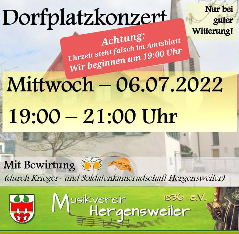 Einladung zum Dorfplatzkonzert 2022