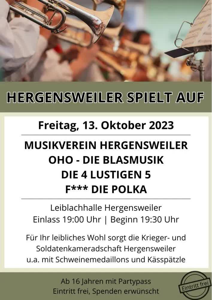 Einladung zu »Hergensweiler spielt auf« 2023