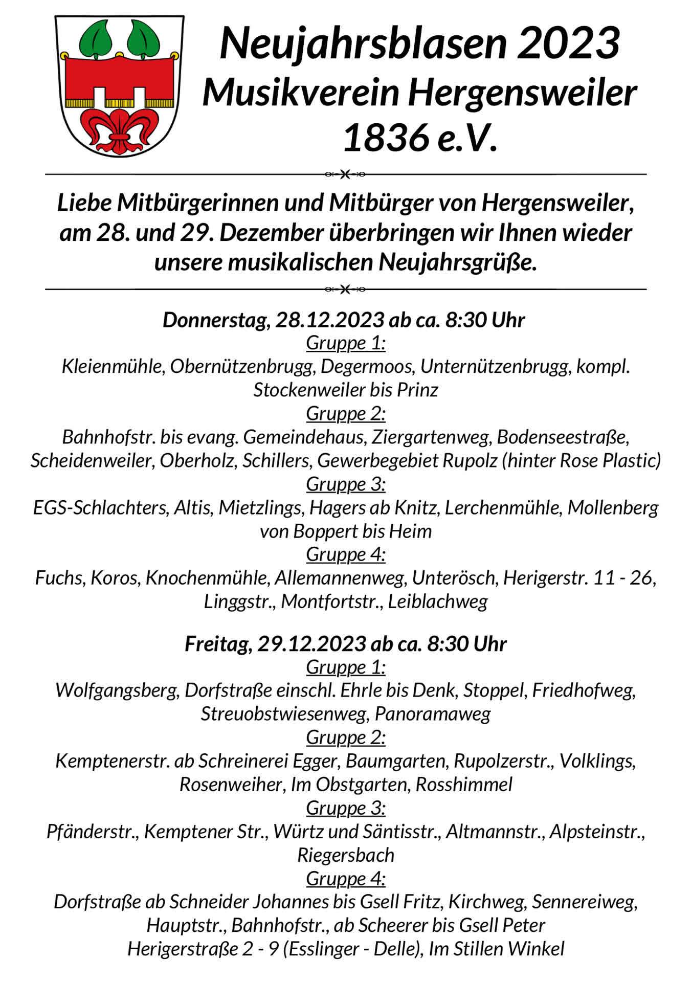 Infos zum Neujahrsblasen 2023