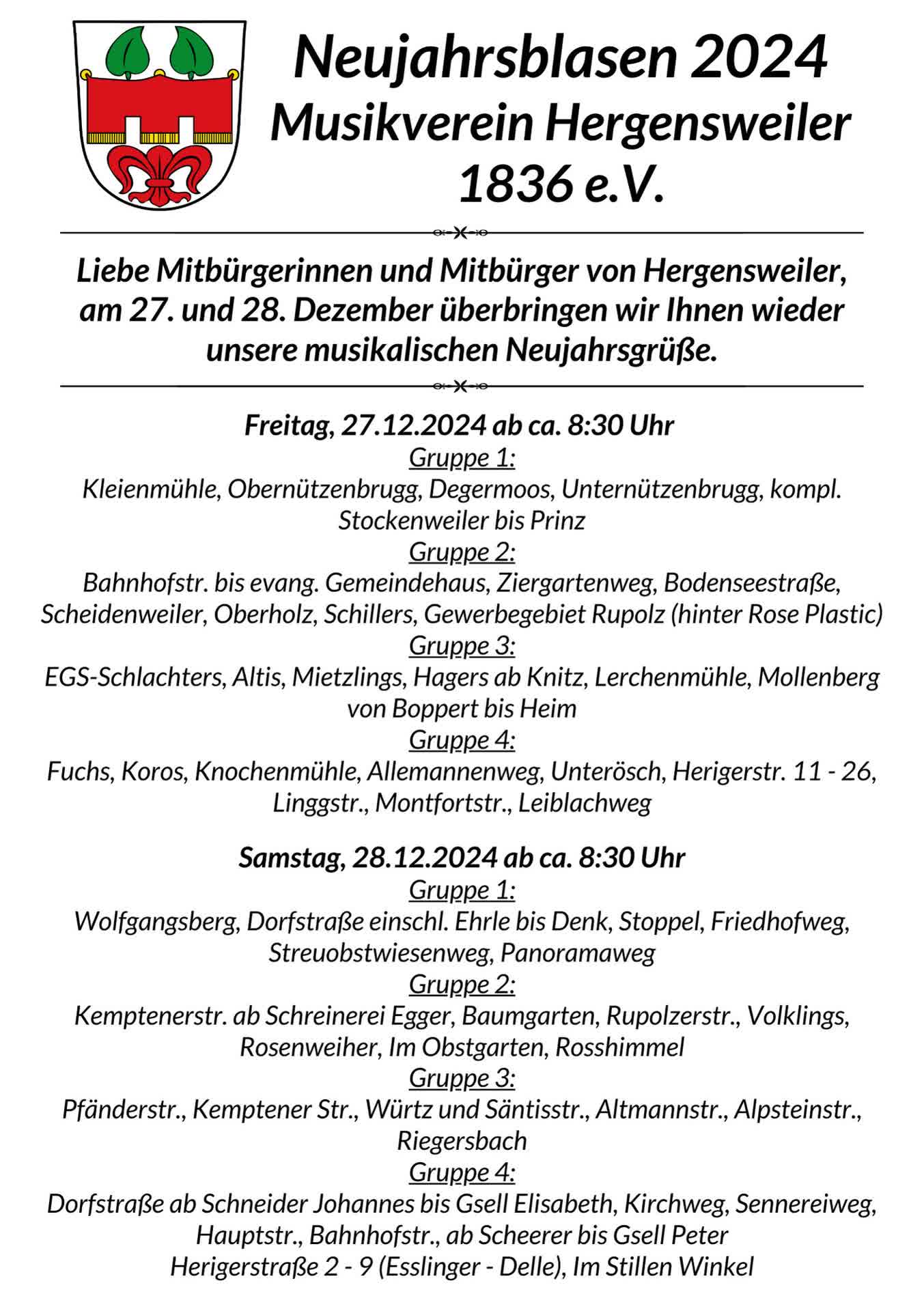 Infos zum Neujahrsblasen 2024